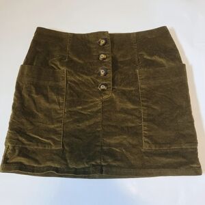 Green faux suede mini skirt